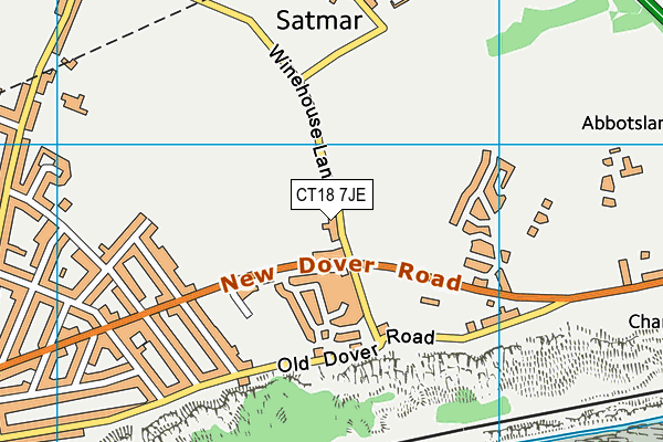 CT18 7JE map - OS VectorMap District (Ordnance Survey)