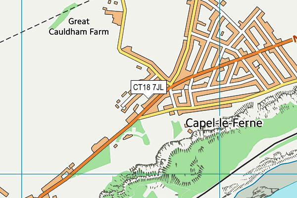 CT18 7JL map - OS VectorMap District (Ordnance Survey)