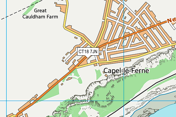 CT18 7JN map - OS VectorMap District (Ordnance Survey)