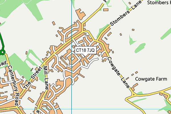 CT18 7JQ map - OS VectorMap District (Ordnance Survey)