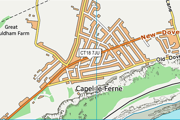 CT18 7JU map - OS VectorMap District (Ordnance Survey)