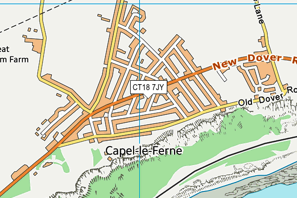 CT18 7JY map - OS VectorMap District (Ordnance Survey)