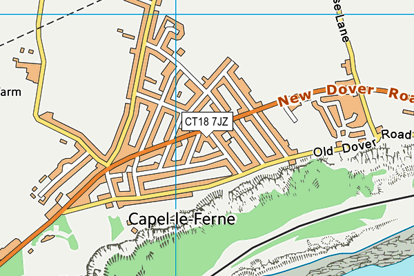 CT18 7JZ map - OS VectorMap District (Ordnance Survey)