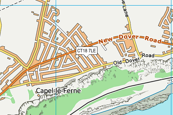 CT18 7LE map - OS VectorMap District (Ordnance Survey)