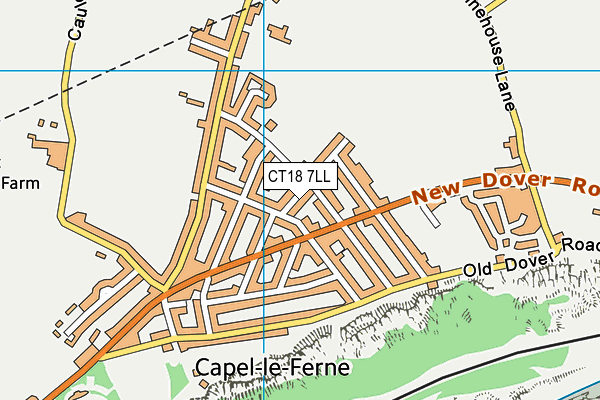 CT18 7LL map - OS VectorMap District (Ordnance Survey)