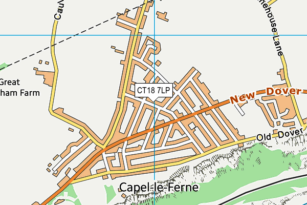 CT18 7LP map - OS VectorMap District (Ordnance Survey)