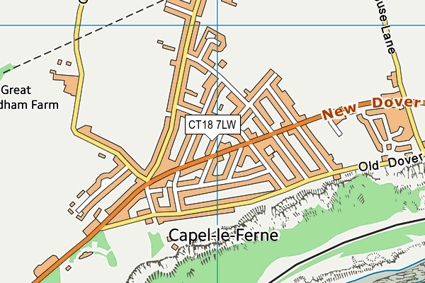 CT18 7LW map - OS VectorMap District (Ordnance Survey)