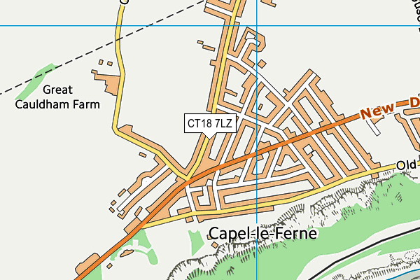 CT18 7LZ map - OS VectorMap District (Ordnance Survey)