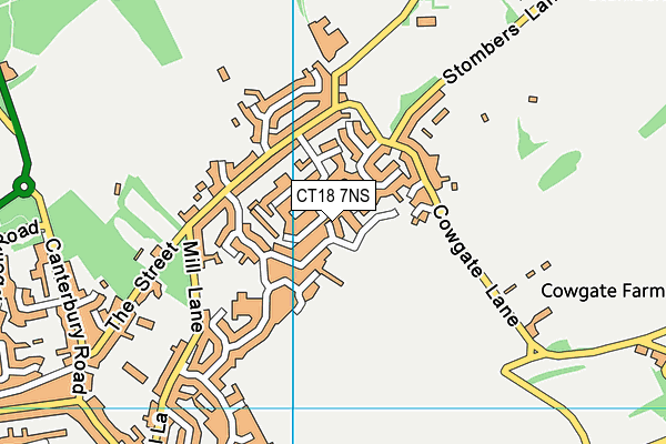 CT18 7NS map - OS VectorMap District (Ordnance Survey)