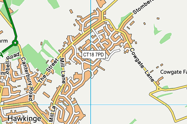 CT18 7PD map - OS VectorMap District (Ordnance Survey)