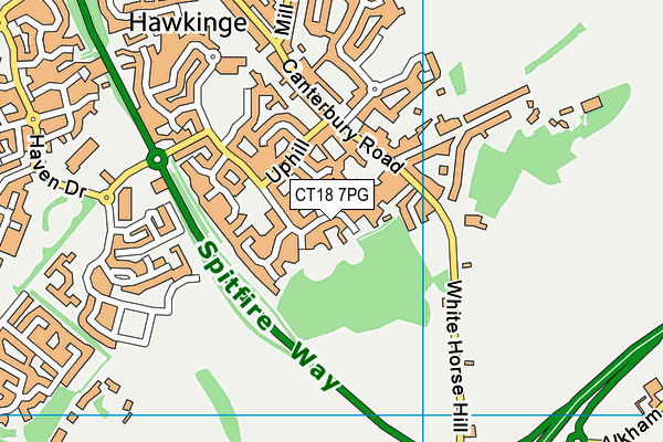 CT18 7PG map - OS VectorMap District (Ordnance Survey)