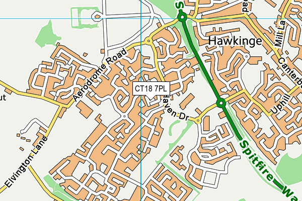 CT18 7PL map - OS VectorMap District (Ordnance Survey)