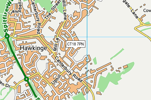 CT18 7PN map - OS VectorMap District (Ordnance Survey)