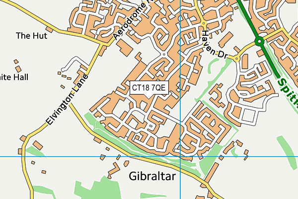 CT18 7QE map - OS VectorMap District (Ordnance Survey)