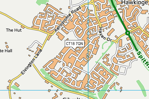 CT18 7QN map - OS VectorMap District (Ordnance Survey)