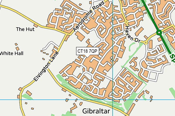 CT18 7QP map - OS VectorMap District (Ordnance Survey)