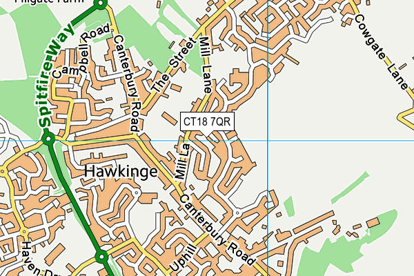 CT18 7QR map - OS VectorMap District (Ordnance Survey)