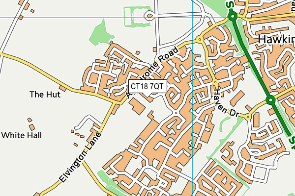 CT18 7QT map - OS VectorMap District (Ordnance Survey)