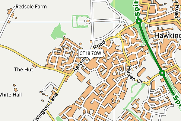 CT18 7QW map - OS VectorMap District (Ordnance Survey)