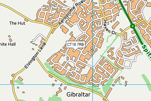 CT18 7RB map - OS VectorMap District (Ordnance Survey)