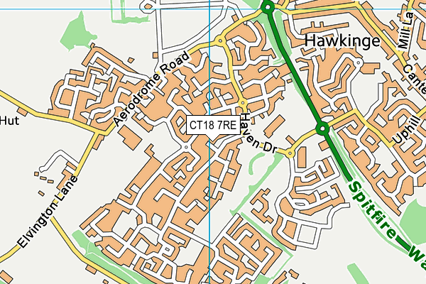 CT18 7RE map - OS VectorMap District (Ordnance Survey)