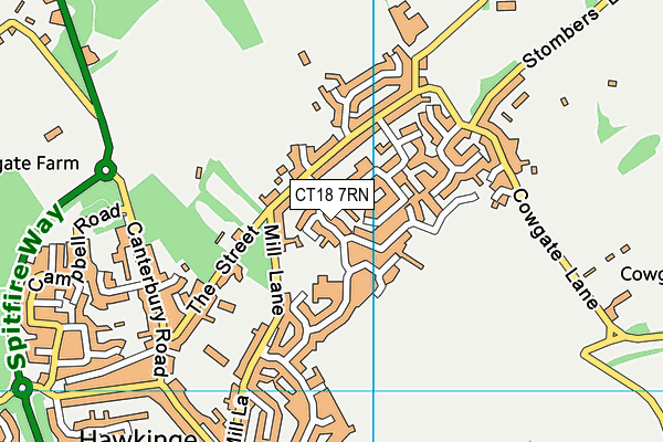 CT18 7RN map - OS VectorMap District (Ordnance Survey)