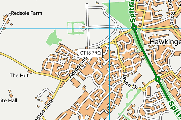 CT18 7RQ map - OS VectorMap District (Ordnance Survey)