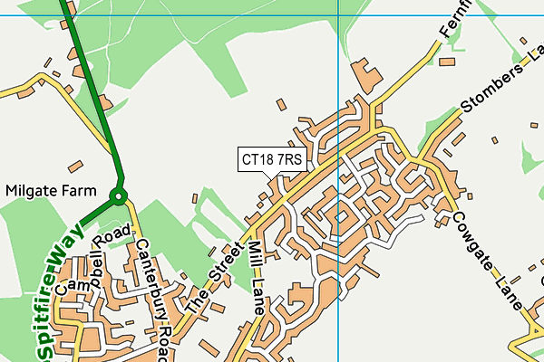 CT18 7RS map - OS VectorMap District (Ordnance Survey)
