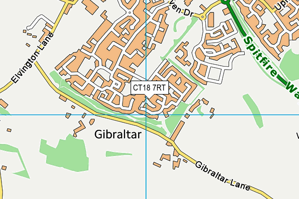 CT18 7RT map - OS VectorMap District (Ordnance Survey)