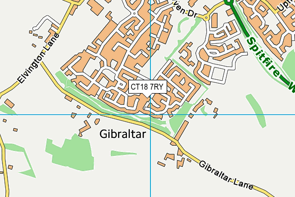 CT18 7RY map - OS VectorMap District (Ordnance Survey)