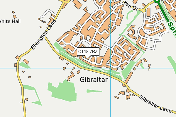 CT18 7RZ map - OS VectorMap District (Ordnance Survey)