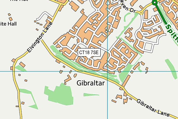 CT18 7SE map - OS VectorMap District (Ordnance Survey)