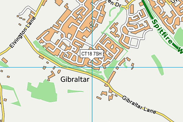 CT18 7SH map - OS VectorMap District (Ordnance Survey)