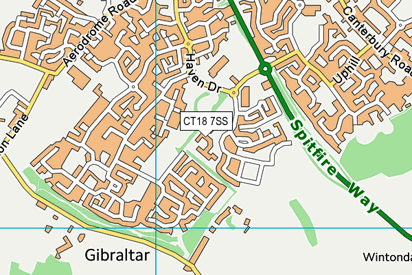 CT18 7SS map - OS VectorMap District (Ordnance Survey)