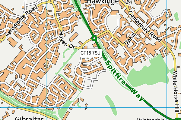 CT18 7SU map - OS VectorMap District (Ordnance Survey)