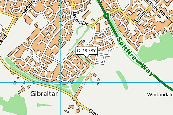 CT18 7SY map - OS VectorMap District (Ordnance Survey)