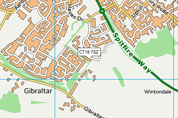 CT18 7SZ map - OS VectorMap District (Ordnance Survey)