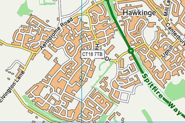 CT18 7TB map - OS VectorMap District (Ordnance Survey)