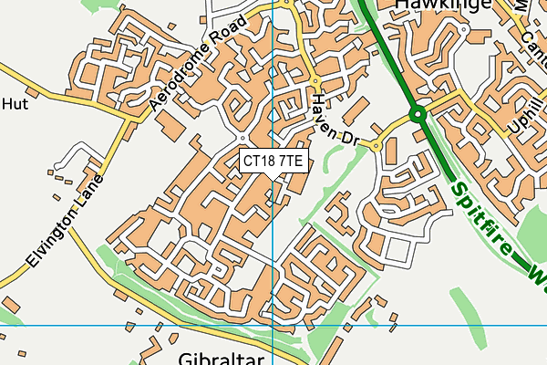 CT18 7TE map - OS VectorMap District (Ordnance Survey)