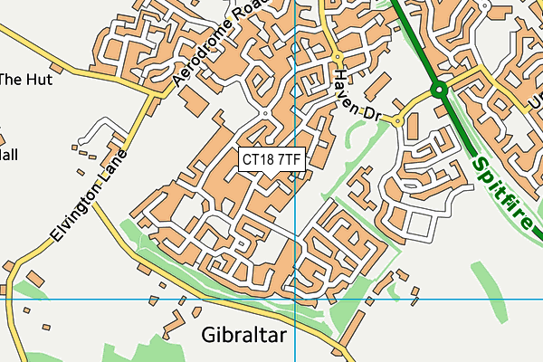 CT18 7TF map - OS VectorMap District (Ordnance Survey)