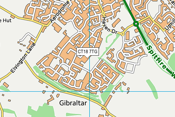 CT18 7TG map - OS VectorMap District (Ordnance Survey)