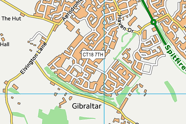 CT18 7TH map - OS VectorMap District (Ordnance Survey)