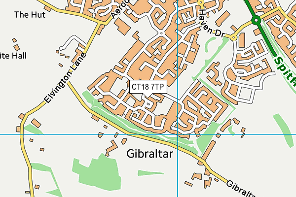 CT18 7TP map - OS VectorMap District (Ordnance Survey)