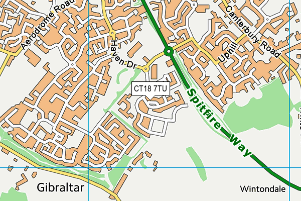 CT18 7TU map - OS VectorMap District (Ordnance Survey)