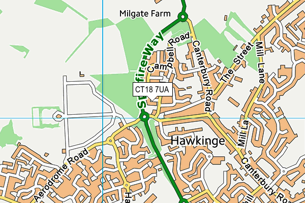 Hawkinge Pavilion And Sports Ground map (CT18 7UA) - OS VectorMap District (Ordnance Survey)