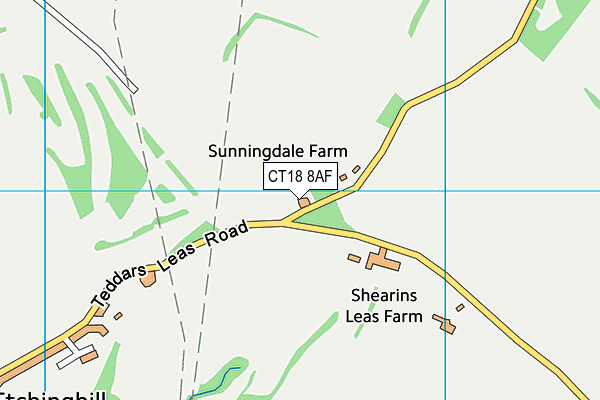 CT18 8AF map - OS VectorMap District (Ordnance Survey)