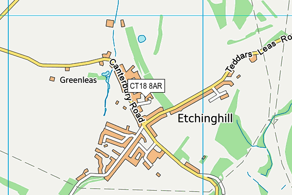 CT18 8AR map - OS VectorMap District (Ordnance Survey)