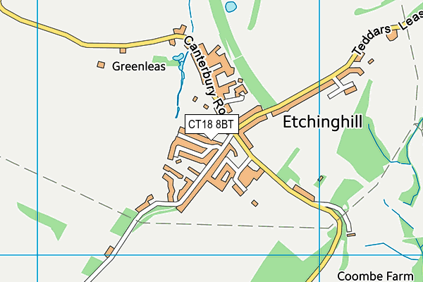 CT18 8BT map - OS VectorMap District (Ordnance Survey)