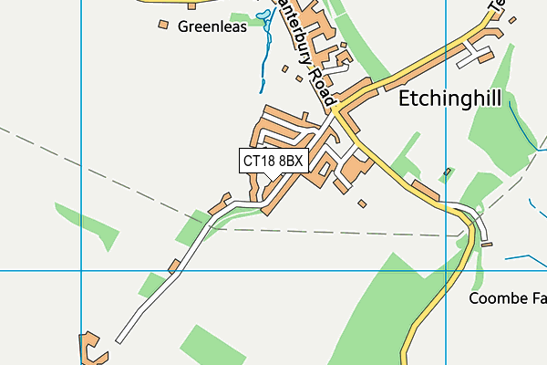 CT18 8BX map - OS VectorMap District (Ordnance Survey)
