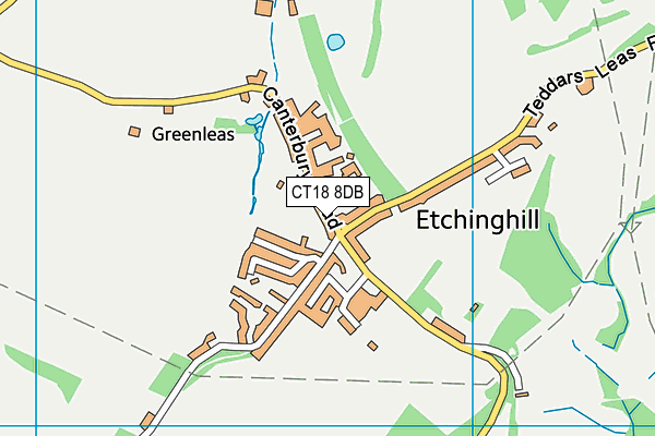 CT18 8DB map - OS VectorMap District (Ordnance Survey)